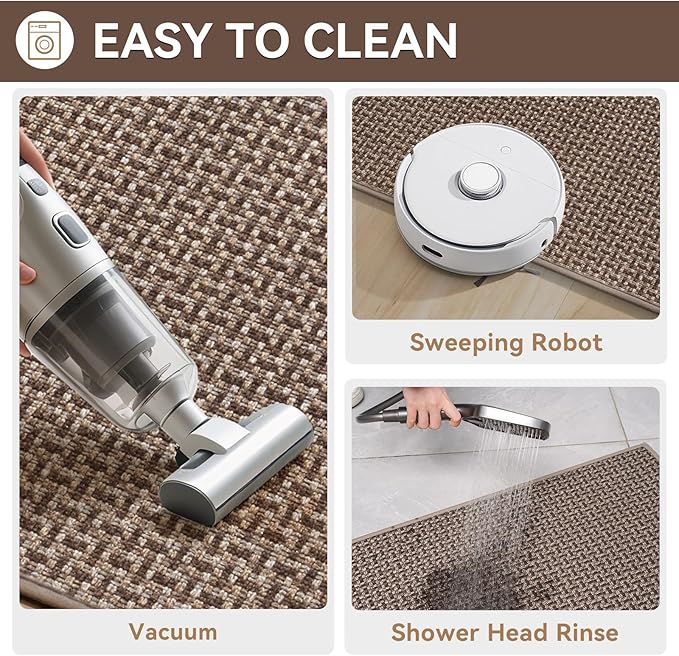 Indoor Door Mat 24"x72",Door Mat Indoor Entrance Dirt Resistant and Absorbent Non-Slip Rubber Backing Front Door Mats Washable Low-Profile Mats for Entryway, Inside Entrance Easy Clean Brown