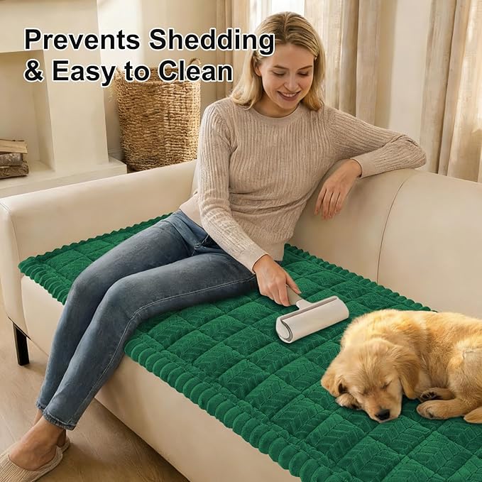 Smiry Non Slip Couch Armrest Covers for Dogs, Fuzzy Pet Couch Arm Covers for Sofa Pet Friendly, Soft Sofa Slipcovers Recliner Chair Arm Protector Washable (Turquoise, 27.6" x 27.6")