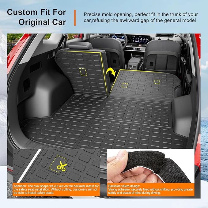 powoq Fuel Cargo Mat Compatible with 2023-2026 Kia Sportage Cargo Liner NO Hybrid Backrest Mat TPE Replacement for 2023 2024 2025 2026 Kia Sportage Accessories (Trunk Mat with Backrest Mats)