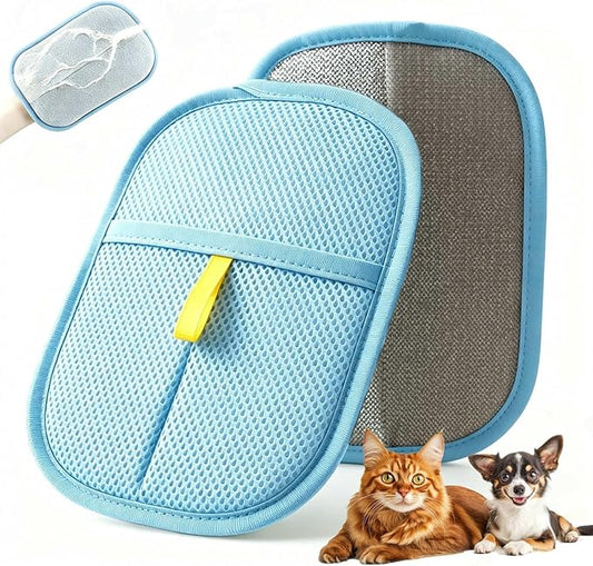 Pet Hair Removal Glove - Electrostatic Cat Dog Hair Remover Glove, Reusable Magic Brush Pet Hair Remover Tool for Couch, Carpet, and Car Seat (Blue,1 Pack)