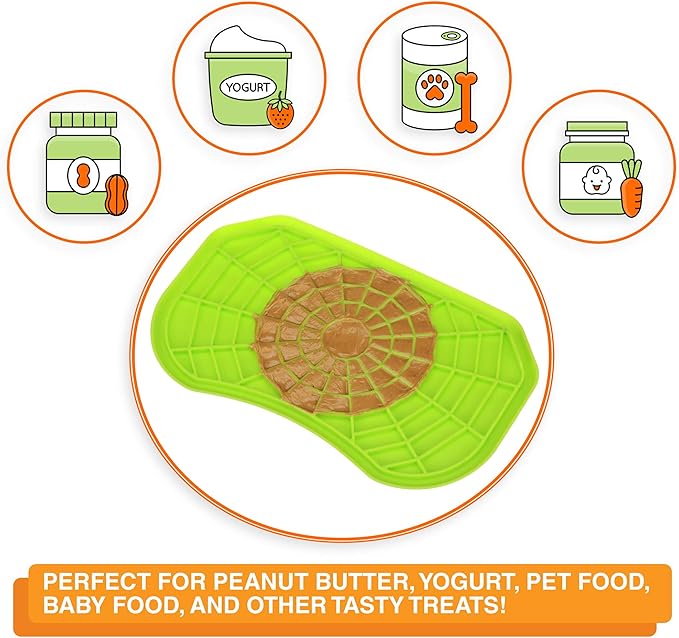 Neater Pets - Neat-Lik - Slow Feeding Pad for Dogs & Cats - Puzzle Toys Provide Boredom & Anxiety Relief - Fill Licking Pad with Healthy Treats & Food (2 Pack, Green & Purple)