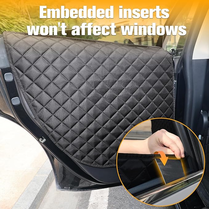 PETICON Dog Seat Covers for Tesla Model 3 & Y Back Seat with 2 Pack Door Protectors, 100% Waterproof Dog Hammock for Tesla with Mesh Window & Headrest Protection Prevents Scratches and Scuffs