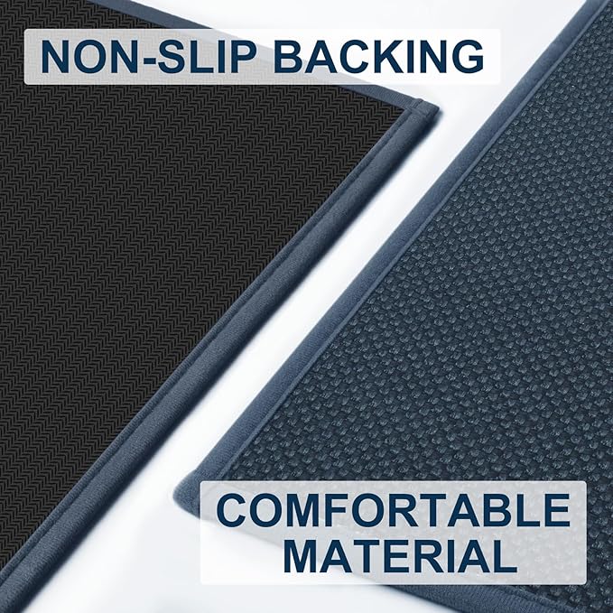 LEKEEPGO Door Mat 17"x29", Non Slip Door Mat Indoor Entrance, Rubber Backing Indoor Doormat Washable Absorbent Low-Profile Doormat Front Entryway Entry Resist Dirt Inside Door Mats, Cyan Blue