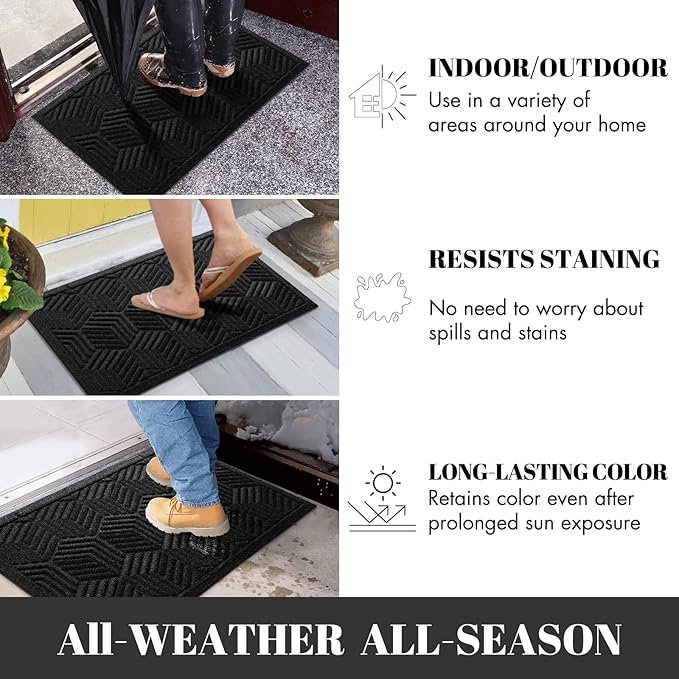 Yimobra Outdoor Indoor Runner Mat 72x24, All-Season Waterproof Entrance Mat for Front Door with Drainage Holes, Heavy Duty Non-Slip Doormat for Garage Patio Entryway, Black