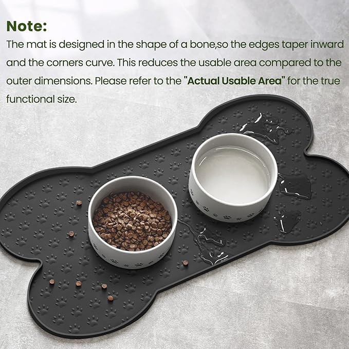 Dog Food Mat Anti-Slip Silicone Dog Bowl Mat Thicker Pet Placemat Waterproof Cat Feeder Pad with Raised Edge Puppy Kitten Feeding Mats Suitable Small Medium-Sized Dogs Cats Eating Tray