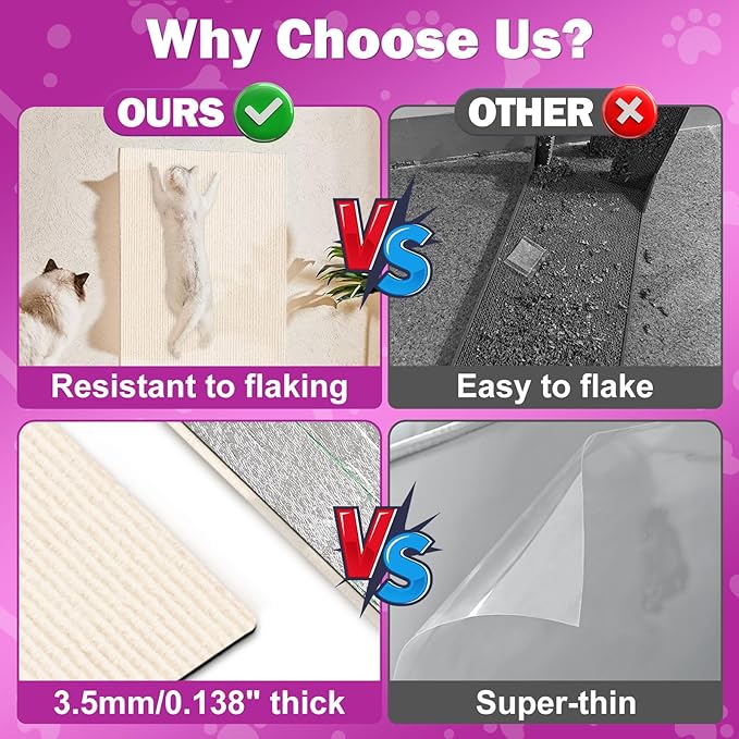 ENONCI Anti Cat Scratch Couch Furniture Protector, 78.7x15.8 Wall Corner Scratcher Pads Mat, DIY Climbing Scratching Carpet Post Board Replacement