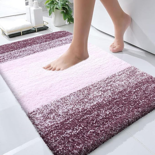 OLANLY Bathroom Runner Rugs 45x27, Extra Soft Absorbent Microfiber Bath Rugs, Rubber Backing, Quick Dry, Machine Washable Bath Mats for Bathroom Floor, Tub and Shower, Home Decor Accessories, Mauve