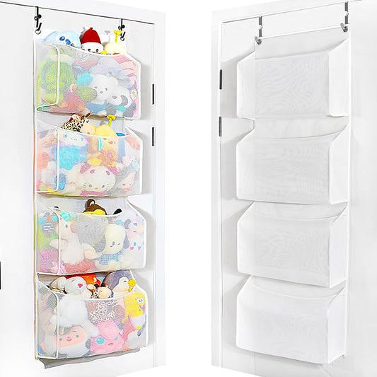 Toread Upgraded Over the Door Stuffed Animal Organiser – Original Design & Patented, Adjustable No-Damage Hooks, Stuffy storage 3D Design with 50% More Capacity, Perfect for Stuffed Animal Storage