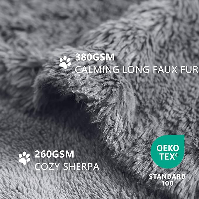 gogobunny Waterproof Dog Blanket for Couch & Furniture Protection - Super Soft Reversible Throw for Large Dogs & Cats, Calming Washable Fur & Sherpa Pet Blanket (60x80 Inch, Light Grey)