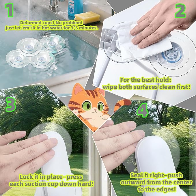 AIWIKIDE 2PC Cat Window Perch, Easy Install Bracket, Portable Wall Hammock for Indoor Cat, Grey