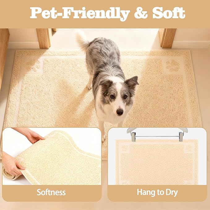 Darkyazi Pet Feeding Mat Large for Dogs and Cats,24"×16" Flexible and Easy to Clean Feeding Mat,Best for Non Slip Waterproof Feeding Mat. (Beige)