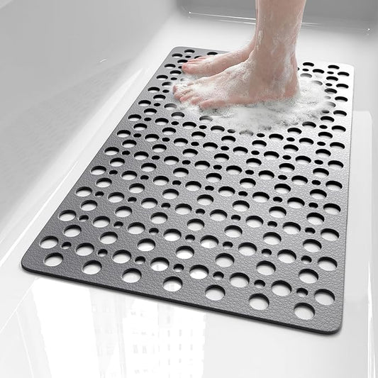 XIYUNTE Bath Mat for Tub Non Slip Shower Mat -28" x 15" Soft TPE Bathtub Mat Non Slip Shower Mats for Inside Shower, Anti Slip Shower Floor Mat with Suction Cups, Quick-Drying Bath Tub Mat, Grey