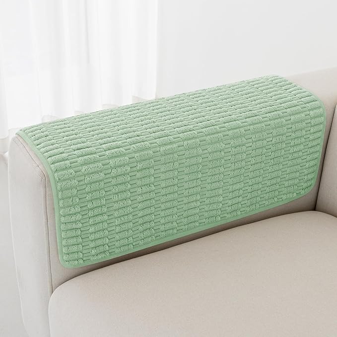 Foxdecor Couch Arm Cover Sofa Armrest Cover Armchair Covers, Anti-Slip Couch Arm Protectors Sofa Arm Covers Pack of 2pcs. (Sage Green 26x26 Inch)