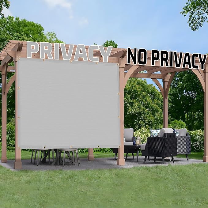 SUNNY GUARD Shade Cloth Custom Size 7x18 FT Sun Shade Screen Fabric Shade Cover Tarp with Grommets for Pergola Backyard Garden, Light Grey(We Customized)