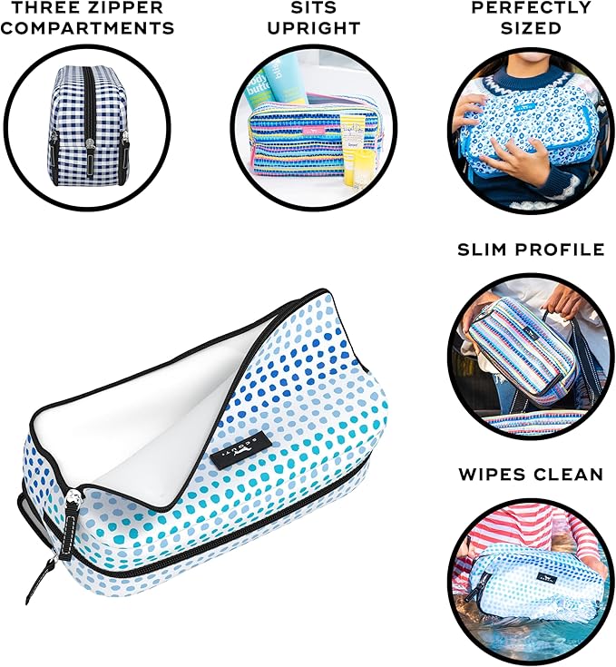 SCOUT 3-Way Bag - Travel Makeup Pouch and Toiletry Bag for Women with Three Zipper Compartments - Stands Upright, Wipes Clean