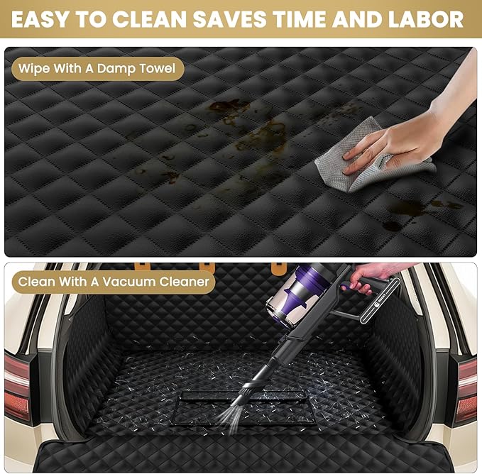 Waterproof SUV Cargo Liner for Dogs - Pu Leather Pet Car Seat Cover Protector with Bumper Flap, Non-Slip Backseat Mat for SUVs, Sedans, Vans Trunk | Easy Clean, Scratch Resistant (Black, Extra Large)