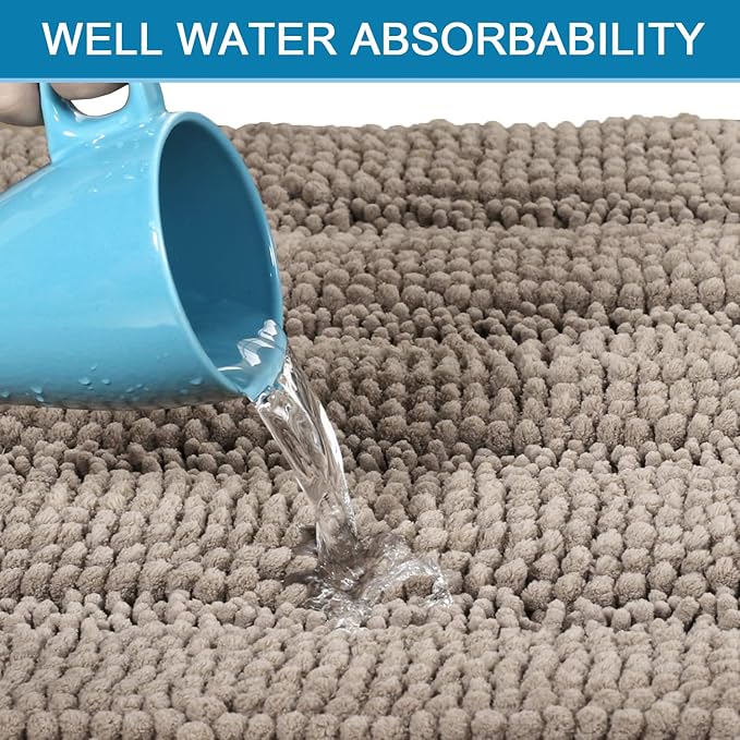 H.VERSAILTEX Bathroom Rugs Bath Mat Runner Rug Non Slip Kitchen Rug Extra Long Bath Rug Runners Oversized 59" x 20" Absorbent Washable Dry Fast Plush Area Rug for Bathroom/Bedroom - Taupe