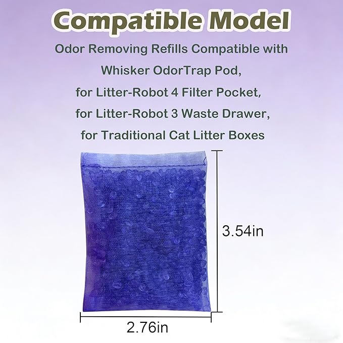 12 Pack Litter Box Deodorizer Refills for Whisker OdorTrap Pod, Odor Filters for Traditional Litter Boxes (Lavender)