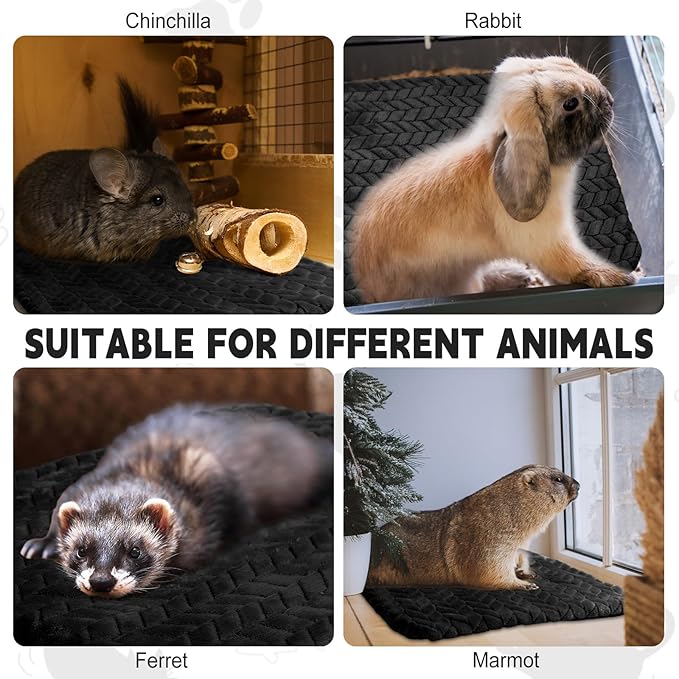 Drydiet 4 Pack Self Heating Cat Pad 16 x 20 Inch Self Warming Cat Bed Non Slip Warm Dog Pad Mat Washable Pet Kennel Crate Bed Mat for Indoor Outdoor Pets(Black,16 x 20 Inch)