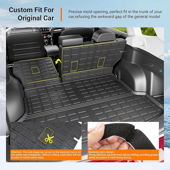 powoq Cargo Mat Compatible with 2019-2024 Subaru Forester Trunk Mat Cargo Liner Back Seat Protector TPE Replacement for 2019-2021 2022 2023 2024 Subaru Forester Accessories (Trunk Mat+Backrest Mats)