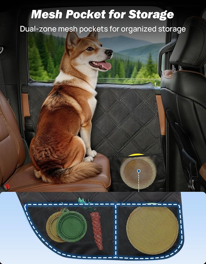 JOYTUTUS Dog Car Door Protector Compatible with Large SUV/Trucks, Waterproof & Anti-Scratch Door Protector from Dog Scratching with Storage Pockets (2 Packs Universal Fit)