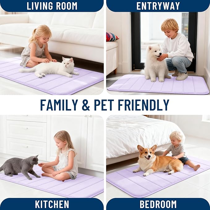 OLANLY Memory Foam Long Bathroom Rugs Runner 47x24, Super Soft Absorbent Bath Mat, Quick Dry, Machine Washable Shower Floor Rugs, Bathmat Carpet, Bathroom Home Decor Accessories, Lavender