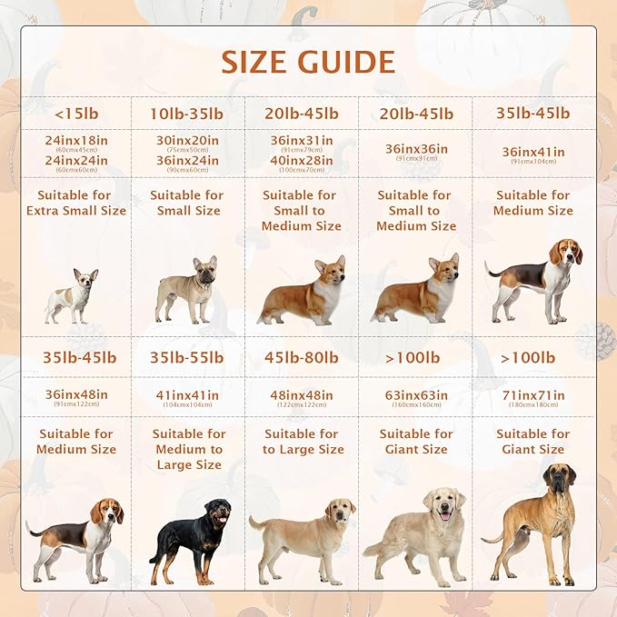 IEUUMLER Washable Pee Pads for Dogs, 2 Pack Pumpkin Pattern Reusable Waterproof Puppy Potty Pads, Non-Slip Absorbent Pet Training Pads for Playpen Crate Bed EU016 Orange Pumpkin, 24x24