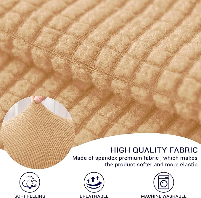 SUBRTEX Stretch Couch Arm Covers Set of 2, Checkered Sofa Arm Slipcovers, Anti-Slip Armrest Covers for Recliner and Armchairs, Pet Proof, High Stretchy, Hook & Loop Tape, Brown Khaki