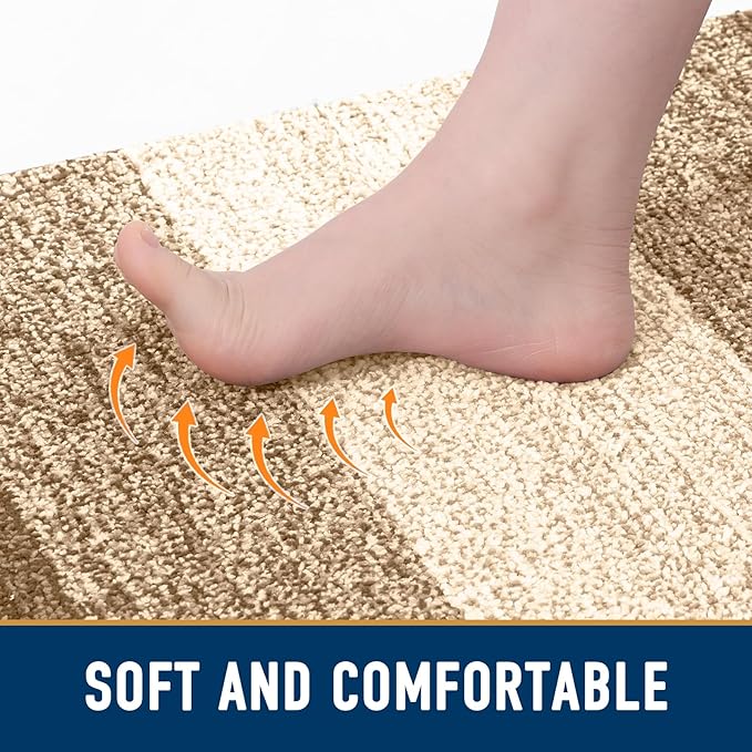 Smiry Dog Door Mat for Muddy Paws, Absorbs Moisture and Dirt, Low-Profile Entryway Mat with Non-Slip Backing, Entry Indoor Outdoor Doormat for Inside Floor (59x35 Inches, Camel, Striped)