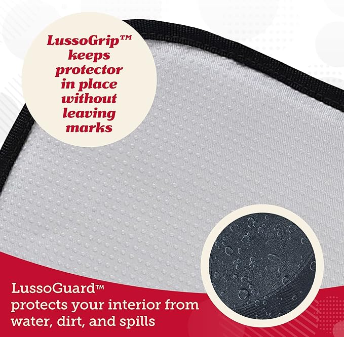 Lusso Gear Car Seat Protector - 1-Pack, Black with Red Stitching, Universal Fit - Waterproof Car Seat Cover & Backseat Protector with 8-Layer Padding & Non-Slip Backing - 2 Mesh Pockets for Travel