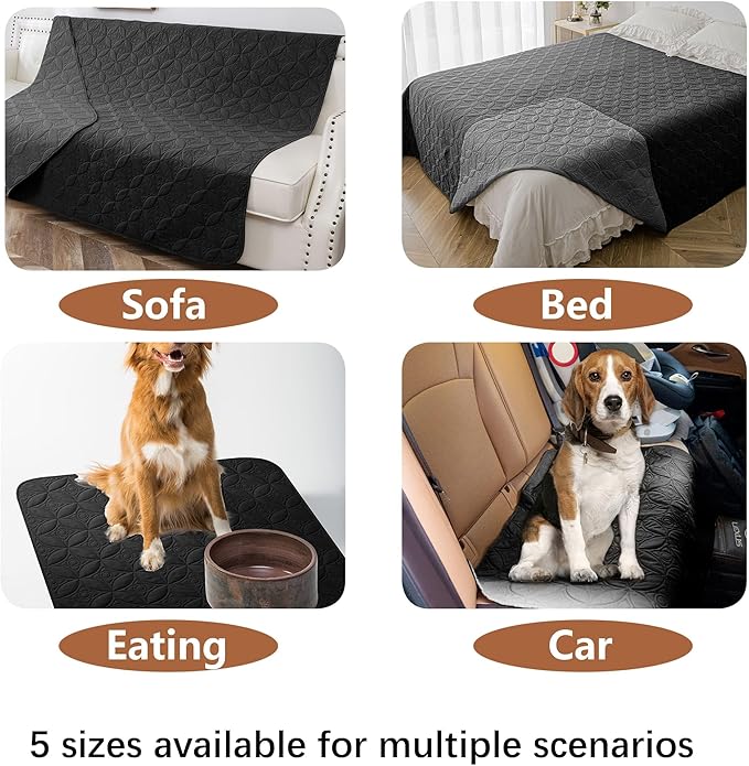 Waterproof Dog Blanket, 68x82 inches Pet Couch Covers for Sofa, Bed Furniture Protector from Dogs Washable and Reversible-Black+Darkgrey