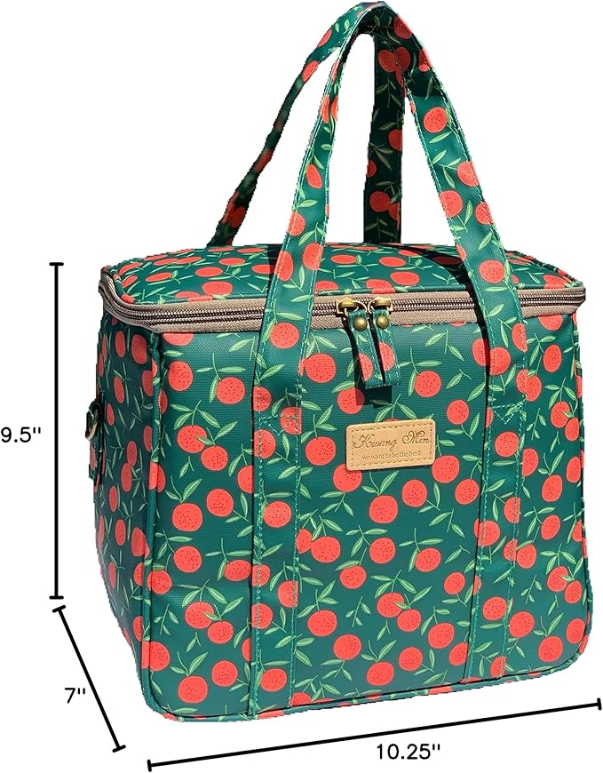 Kwang Min Insulated Insulated Cooler Bag,Reusable Large Lunch Bag for Women, Great for Outdoors,Camping,Party,Premium Quality,Adjustable Strap,Foldable