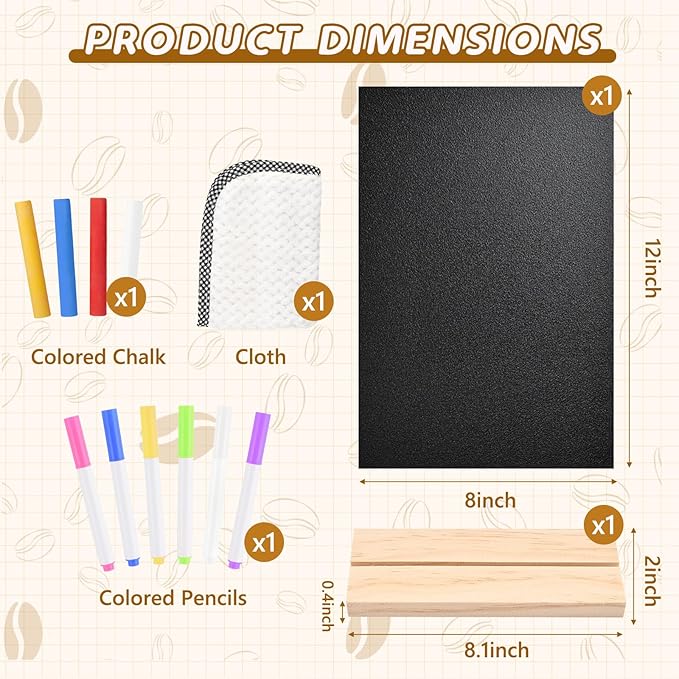 1 Pack 8.1x12 in Chalkboard Signs with Stand for Tables Small Chalk Board Signs Tabletop Message Board Sign with Wood Base for Home Decorations Coffee Shop Restaurant Kitchen Wedding Party