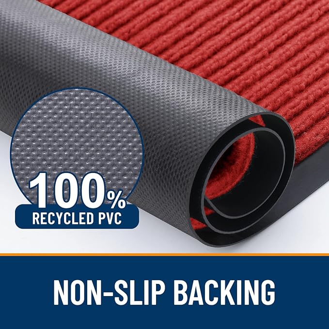 OLANLY Front Door Mat Indoor Outdoor Entrance, Waterproof Heavy Duty Doormat, Fade Resistant, Low Profile, Easy Clean Patio Porch Welcome Floor Mats for Entry, 59x40, Red