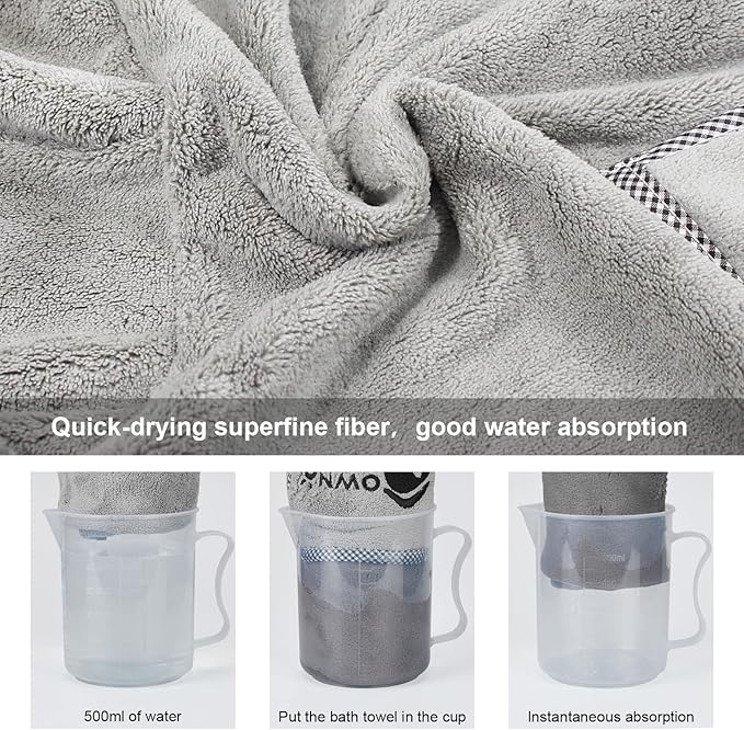 Ownpets Dog Bathrobe Towel, Super Absorbent Soft Dog Drying Robe with Cap & Pocket for Bathing & Beach Trips, Microfibre Fast Drying Dog Towel Robe for Dogs and Cats(Medium)