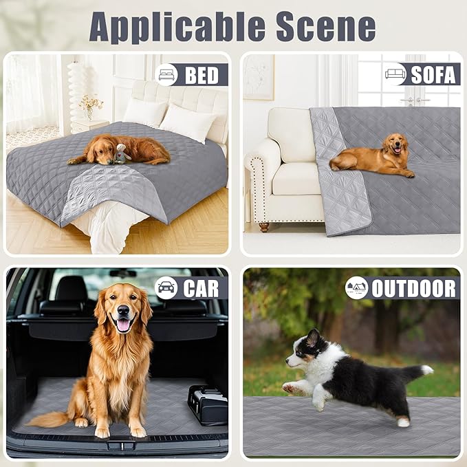 Smiry Waterproof Dog Bed Cover Blanket 52x82, Soft Reversible Pet Blanket, Washable Leakproof Cats Dogs Couch Cover for Sofa, Couch, Furniture, Lattice, Grey/Light Grey