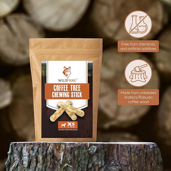 Wildfang® Coffee Wood Dog Chew, XS - Tough Chew Toys for Aggressive Chewers, Dog Teething Toys for Puppies, Training for Chewing Muscles, Coffee Tree Sticks for X-Small Dogs (Under 22 lbs), Pack of 3