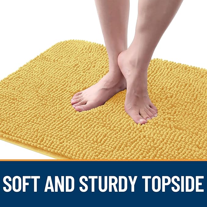 OLANLY Dog Door Mat for Muddy Paws 44x32, Absorbs Moisture and Dirt, Absorbent Non-Slip Washable Doormat, Quick Dry Chenille Mud Mat for Dogs, Entry Indoor Entryway Carpet for Inside Floor, Yellow