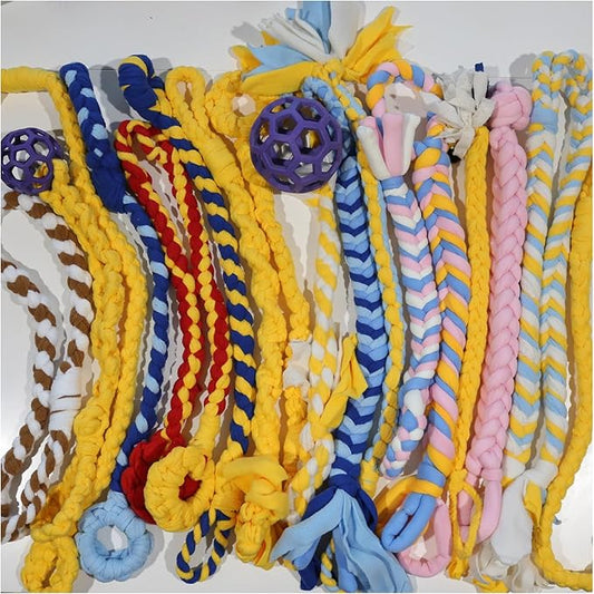 Baba&Nana Braided Fleece Dog Tug Toy, Assorted Colors Dog Rope Toy with Ball, Interactive Tug of War Dog Toy for Large & Medium & Agility Dogs - Ship a Random Style (Surprise Me!)