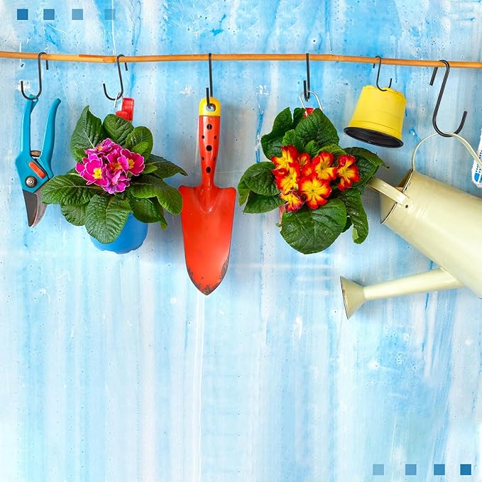 Sratte 120 Pieces Small S Hooks for Hanging Heavy Duty Mini S Shaped Metal Hook Hanger Ornament Storage Hooks for Plants DIY Craft Hanging Pot Jewelry Key Chain Tags Kitchenware(Black, 2.4 Inch)
