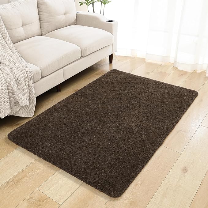 Brown Bathroom Rugs 40"x60" – Oversized Plush Non-Slip Microfiber Bath Mat, Absorbent & Washable – Ideal for Large Bathrooms or Living Rooms