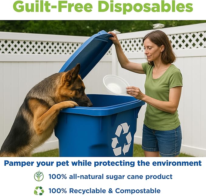 Kinn Kleanbowl Pet Bowl Stainless Steel Frame with Compostable Refills, 32 oz (Pack of 2) – Spill-Proof Stable Disposable Pet Bowls for Easy Cleaning and Healthy Pets, No Plastic
