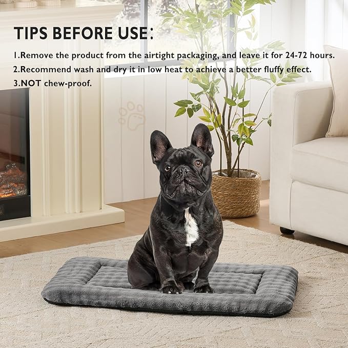 Dog Bed Mat Crate Pad for Medium Dogs, Washable Soft Pet Sleeping Mat Kennel Pad with 3D Bubble Pattern, Grey, 30"x 19"