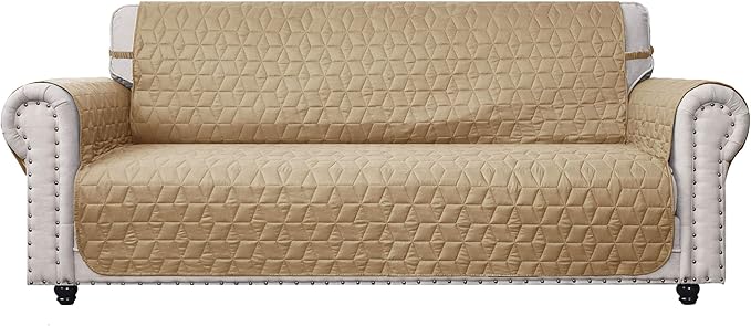 Ameritex Couch Sofa Slipcover 100% Waterproof Nonslip Quilted Furniture Protector Slipcover for Dogs, Children, Pets Sofa Slipcover Machine Washable (Sand, 68'')
