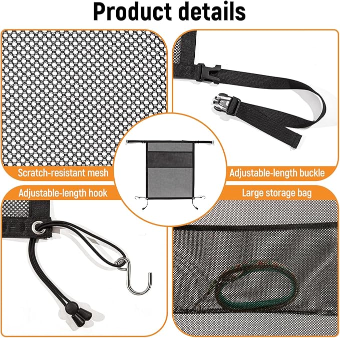 Dog Car Barrier,Dog Net for Car Divider,Pet Barrier with Mesh Organizer,Universal for Car,SUV,Truck