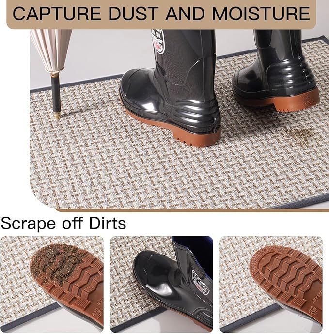 YDKGL Door Mat 31"x47", Dirt Resistant and Absorbent, Non-Slip Rubber Backing Floor Mats, Easy Clean Low-Profile Doormat for Entryway, Front Door, Inside Entrance, Gray