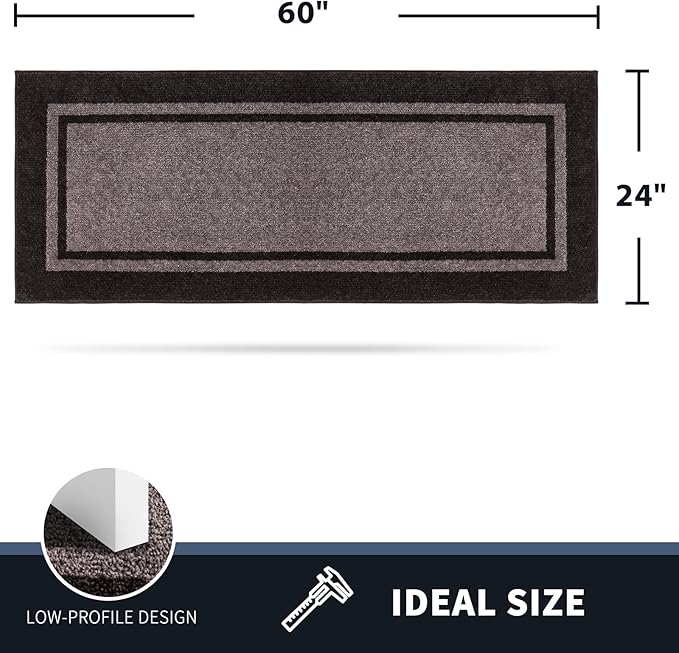 PURRUGS Dirt Trapping Door Mat 24" x 60", Non-Slip Machine Washable Entryway Rug, Entrance Mat, Indoor Front Door Mat, Super Absorbent Entry Rug for Muddy Shoes & Paws, Grayish Brown & Coffee