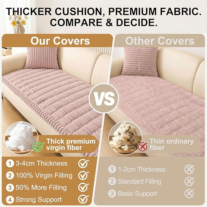 Smiry Couch Cover for Dogs, Non Slip Washable Sofa Protector for Pets, Soft Furniture Cover for Pet, Stylish Sofa Covers, Cozy Protect Against Fur, Dirt & Everyday Messes (Dusty Pink, 43" x 63")