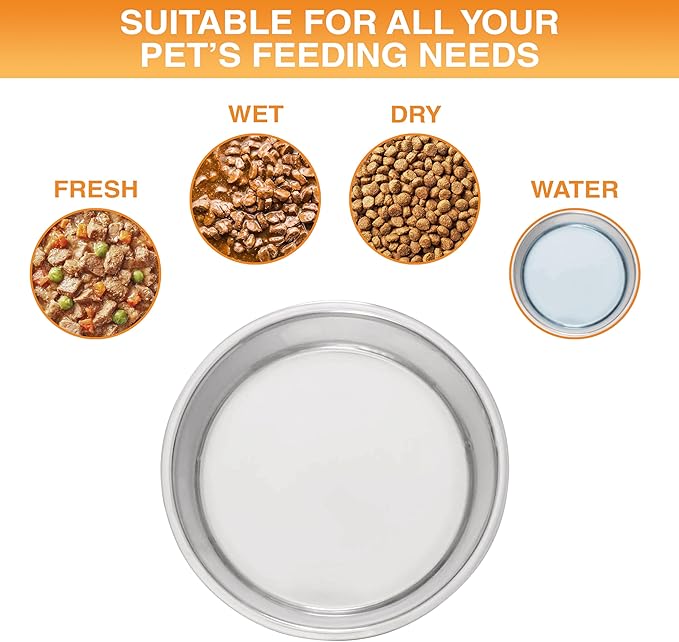 Neater Pet Brands Stainless Steel Dog Bowls with Non-Slip Rubber Bottom – Set of 2, 4 Cup (32 oz), Black - Heavy Duty Metal Dog Bowl, Dishwasher Safe, Food or Water Bowl, Ideal for Medium Dogs