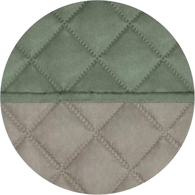PureFit Reversible Quilted Sofa Cover, Water Resistant Slipcover Furniture Protector, Washable Couch Cover with Non Slip and Elastic Straps for Kids, Dogs, Pets (Oversized Chair, Greyish Green/Beige)
